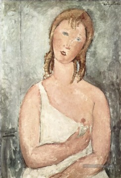 fille dans la chemise fille aux cheveux rouges 1918 Amedeo Modigliani Peinture à l'huile